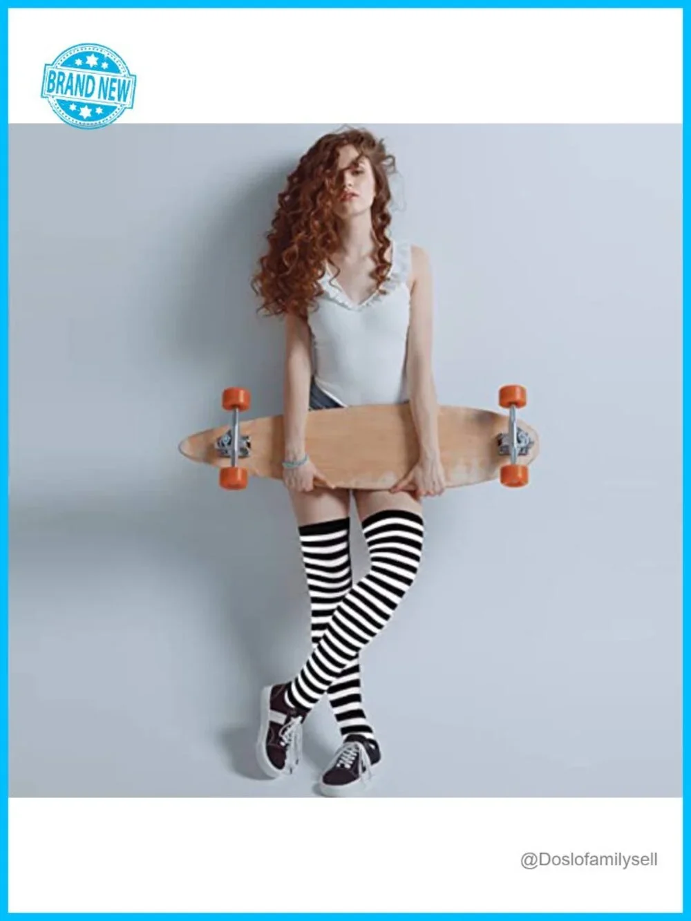 Striped Knee High Socks and Fingerless Arm Warmers Set for Costume